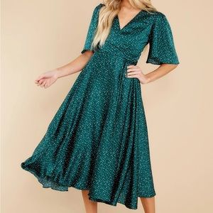 NWT Red Dress Boutique Dot Off The Press Green Wrap Dress